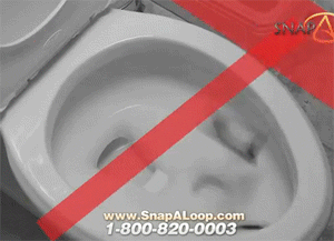 GIF animation showing a cellphone being flushed down the toilet.