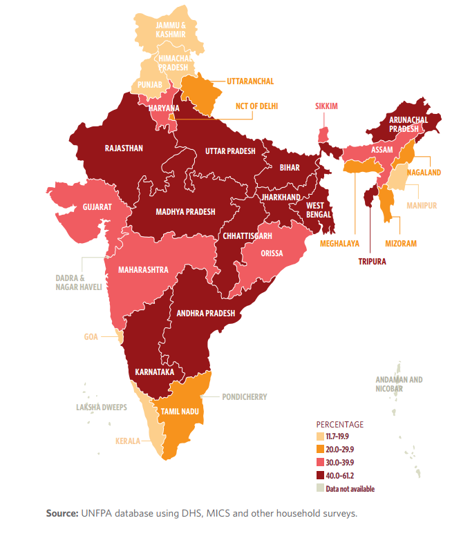 Average of Indian Bride depicted using a India map