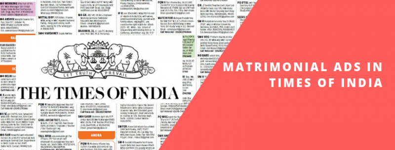 Matrimonial advertisement in Times of India newspaper