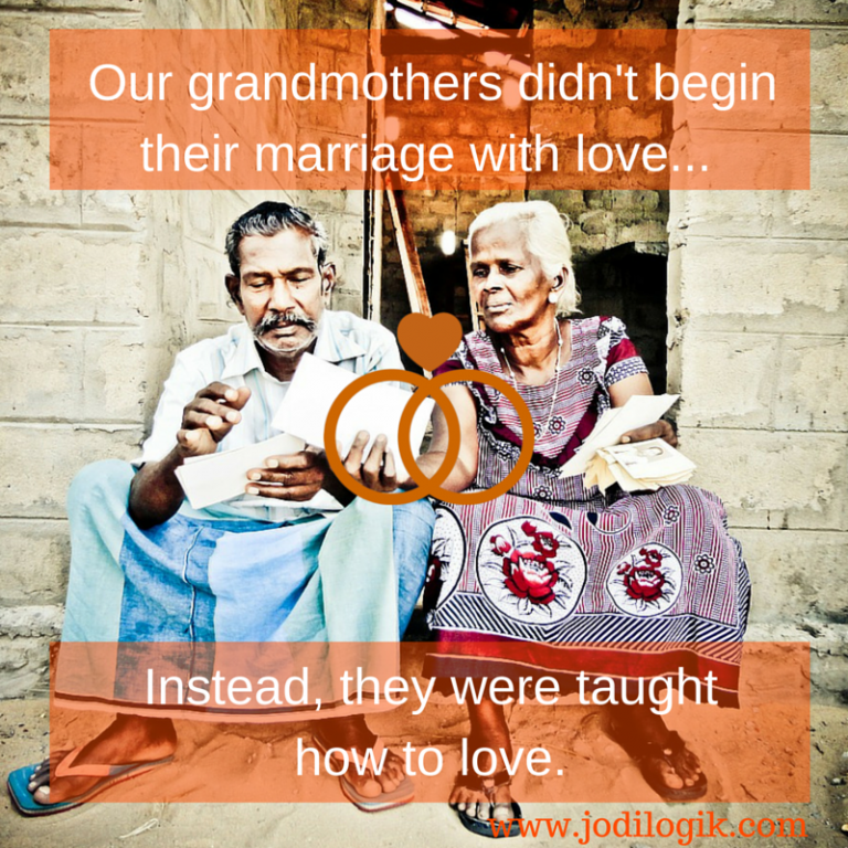 Falling In Love 30 Years After Arranged Marriage Image of an elderly couple with the caption "Our grandparents didn't begin their marriage with love. Instead, they were taught how to love". This seems to suugest that an arranged marriage lasts longer.